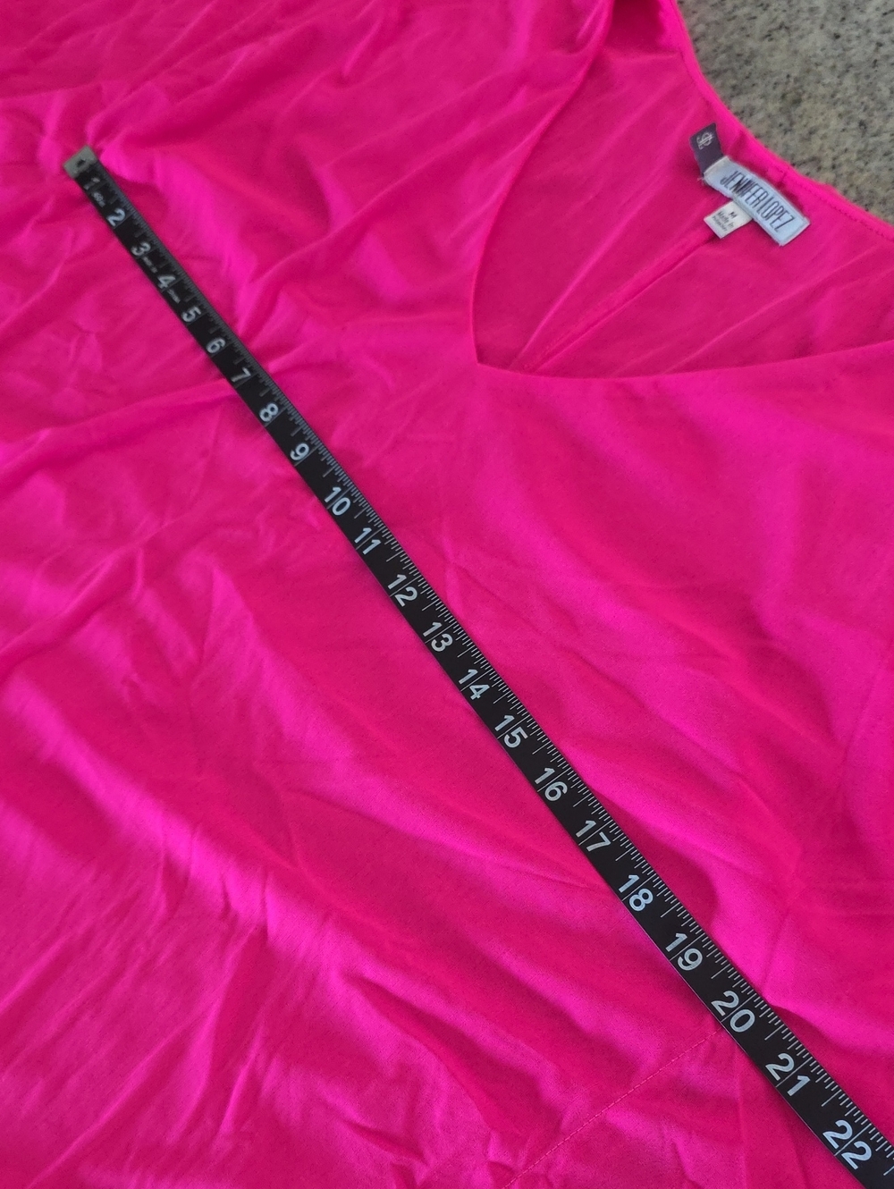NWT....Jennifer Lopez Neon Pink Layered Chiffon V-Neck Tunic - Picture 8 of 10